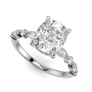 Julija Cushion Cut Hidden Halo Shared Prong Claw Set Ring - Nivetta